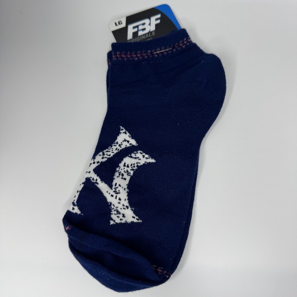 NY Yankees Socks Large For Bare Feet FBF Originals MLB Navy NEW USA Size LG